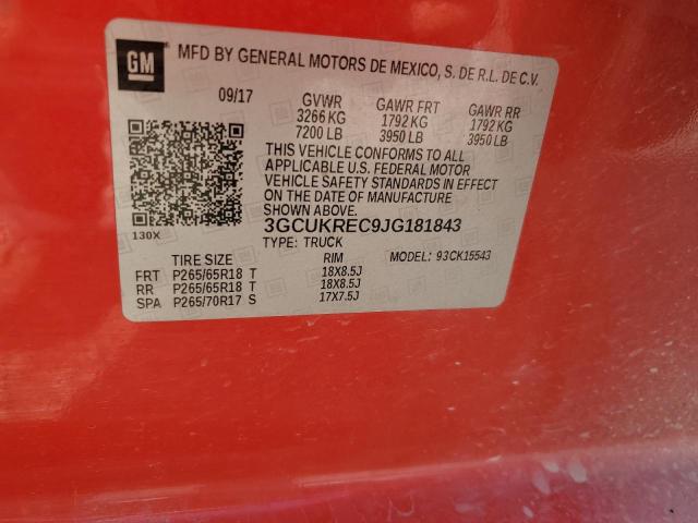 2018 CHEVROLET 1500 Z71 3GCUKREC9JG181843