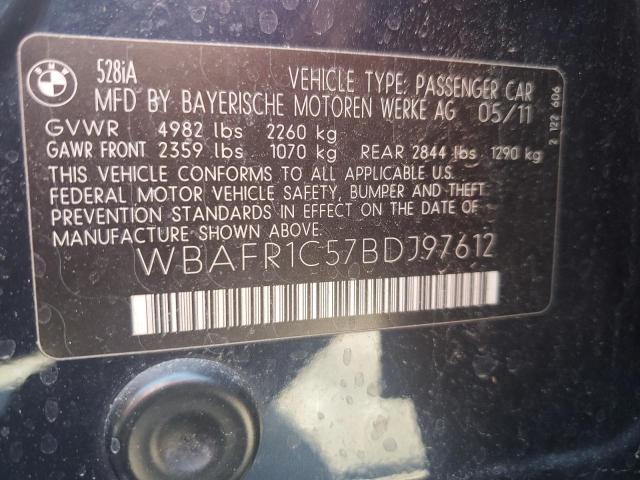 2011 BMW 528 I VIN: WBAFR1C57BDJ97612 Lot: 61072044