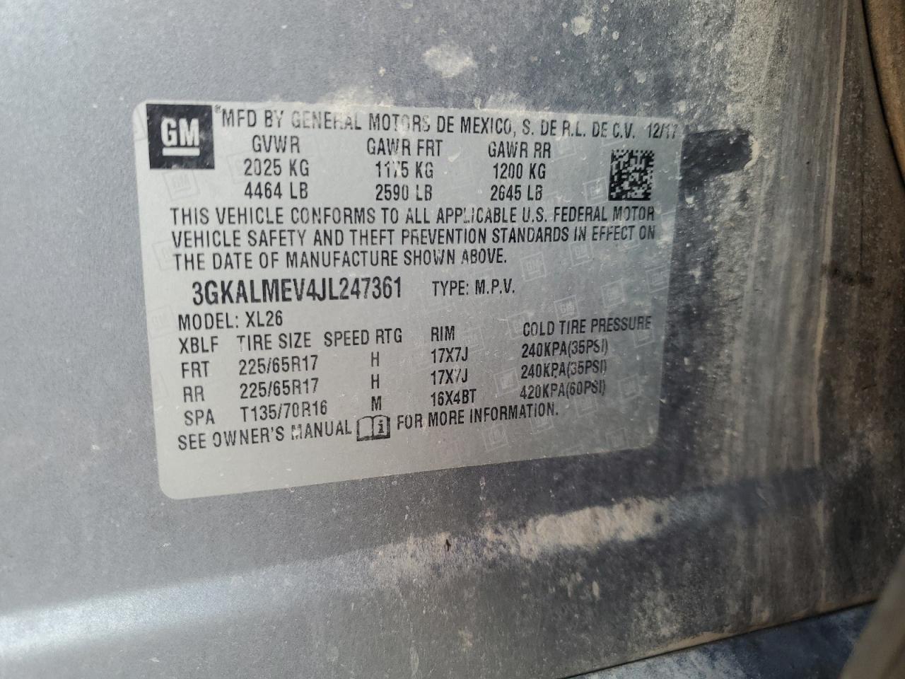 3GKALMEV4JL247361 2018 GMC Terrain Sle