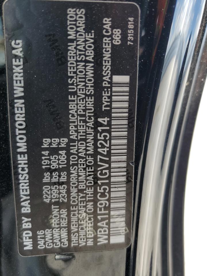 WBA1F9C51GV742514 2016 BMW 228 I Sulev