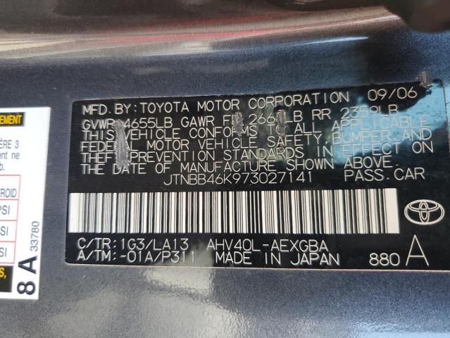 2007 Toyota Camry Hybrid VIN: JTNBB46K973027141 Lot: 57747554