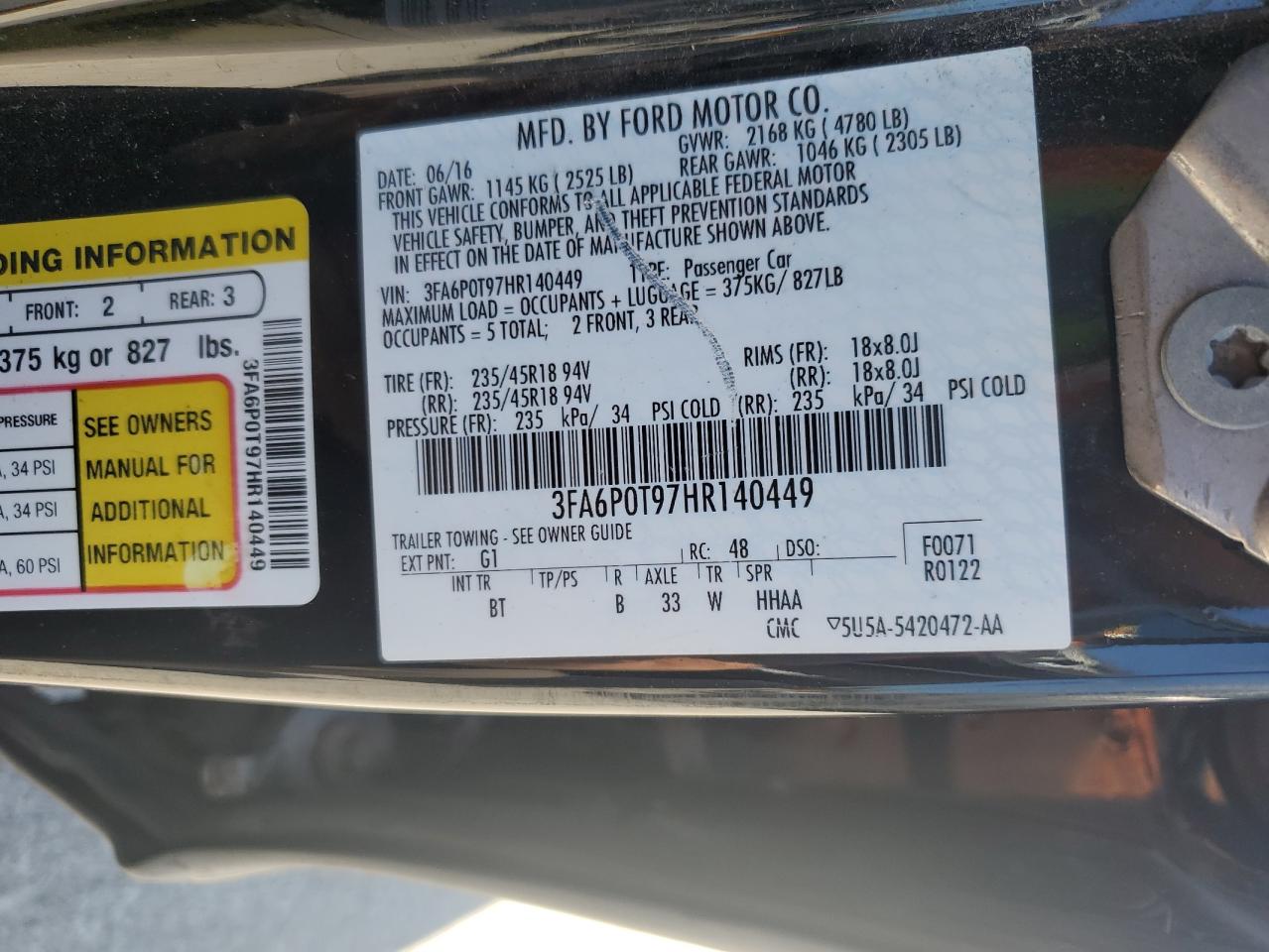 3FA6P0H78GR359006 2017 Ford Fusion Se