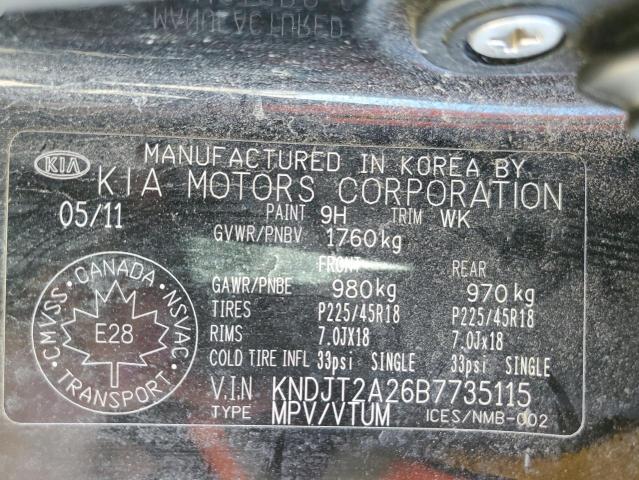 2011 Kia Soul + VIN: KNDJT2A26B7735115 Lot: 58704394