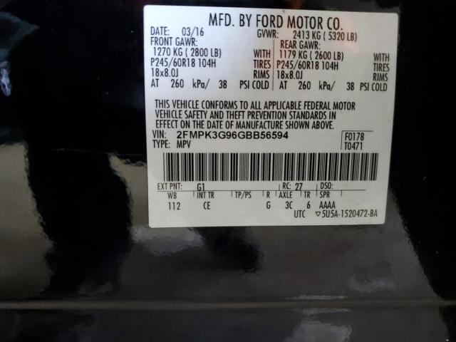 2016 Ford Edge Se VIN: 2FMPK3G96GBB56594 Lot: 61086624