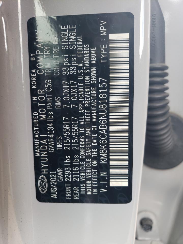 KM8K6CAB6NU818157 2022 Hyundai Kona Sel