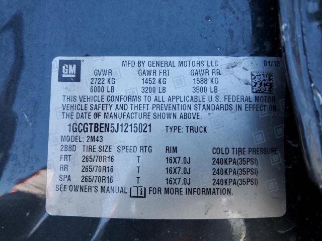 2018 Chevrolet Colorado VIN: 1GCGTBEN5J1215021 Lot: 59679634