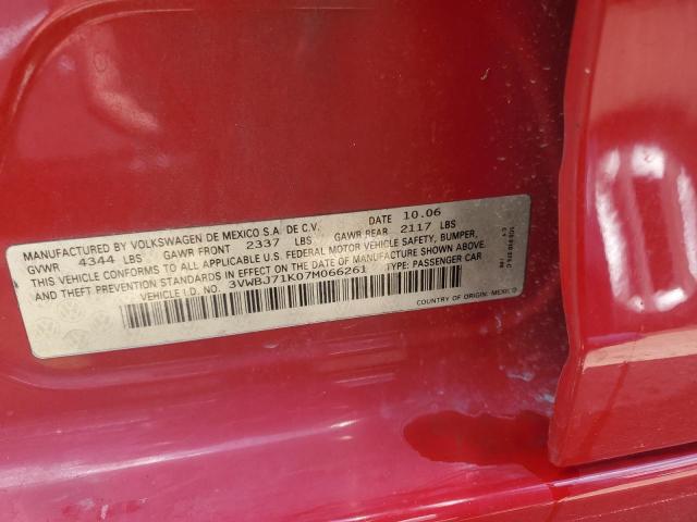 2007 Volkswagen Jetta 2.0T Option Package 1 VIN: 3VWBJ71K07M066261 Lot: 60071804