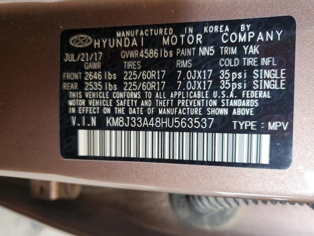 2017 Hyundai Tucson Limited VIN: KM8J33A48HU563537 Lot: 59996994