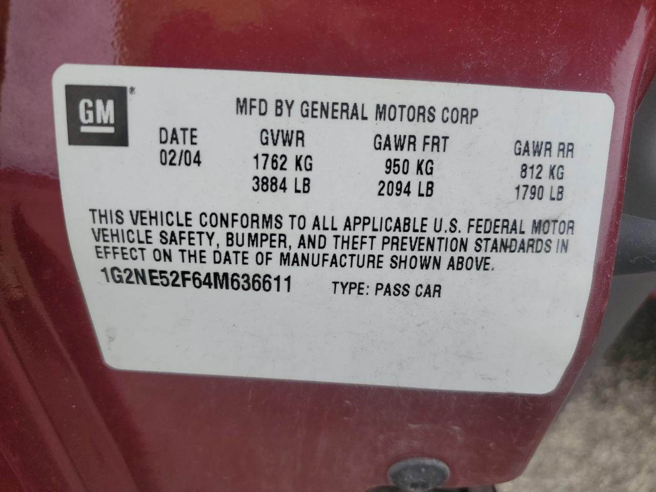 1G2NE52F64M636611 2004 Pontiac Grand Am Se