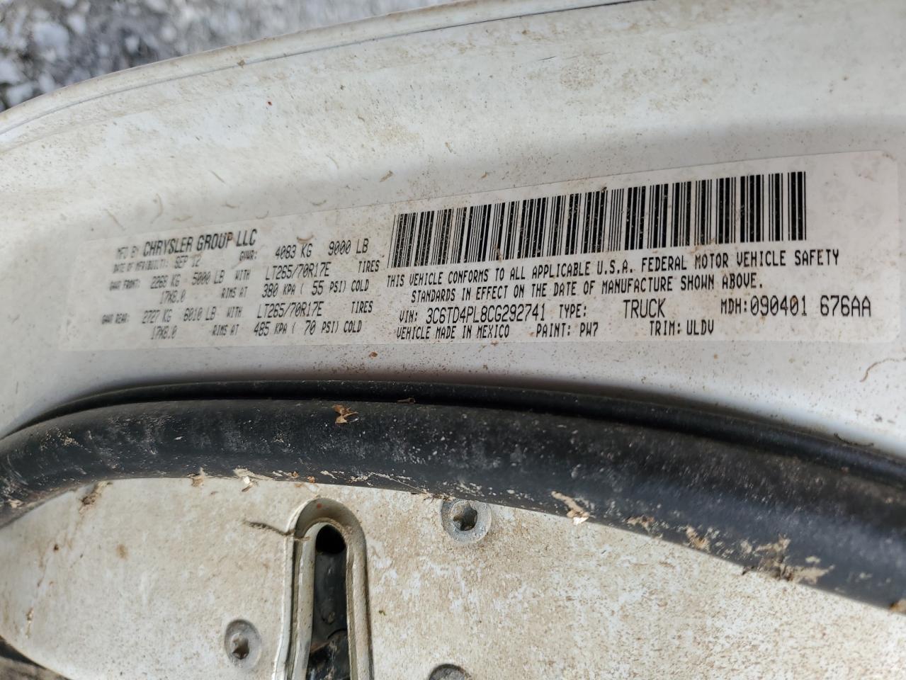 3C6TD4PL8CG292741 2012 Dodge Ram 2500 Longhorn