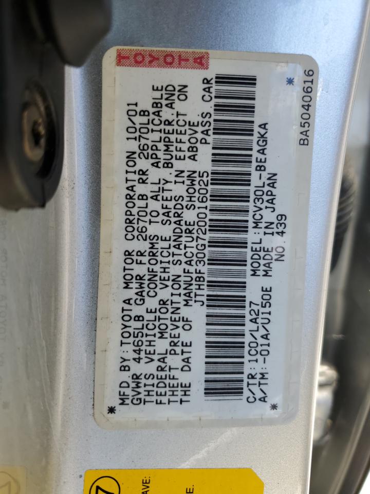 JTHBF30G720016025 2002 Lexus Es 300