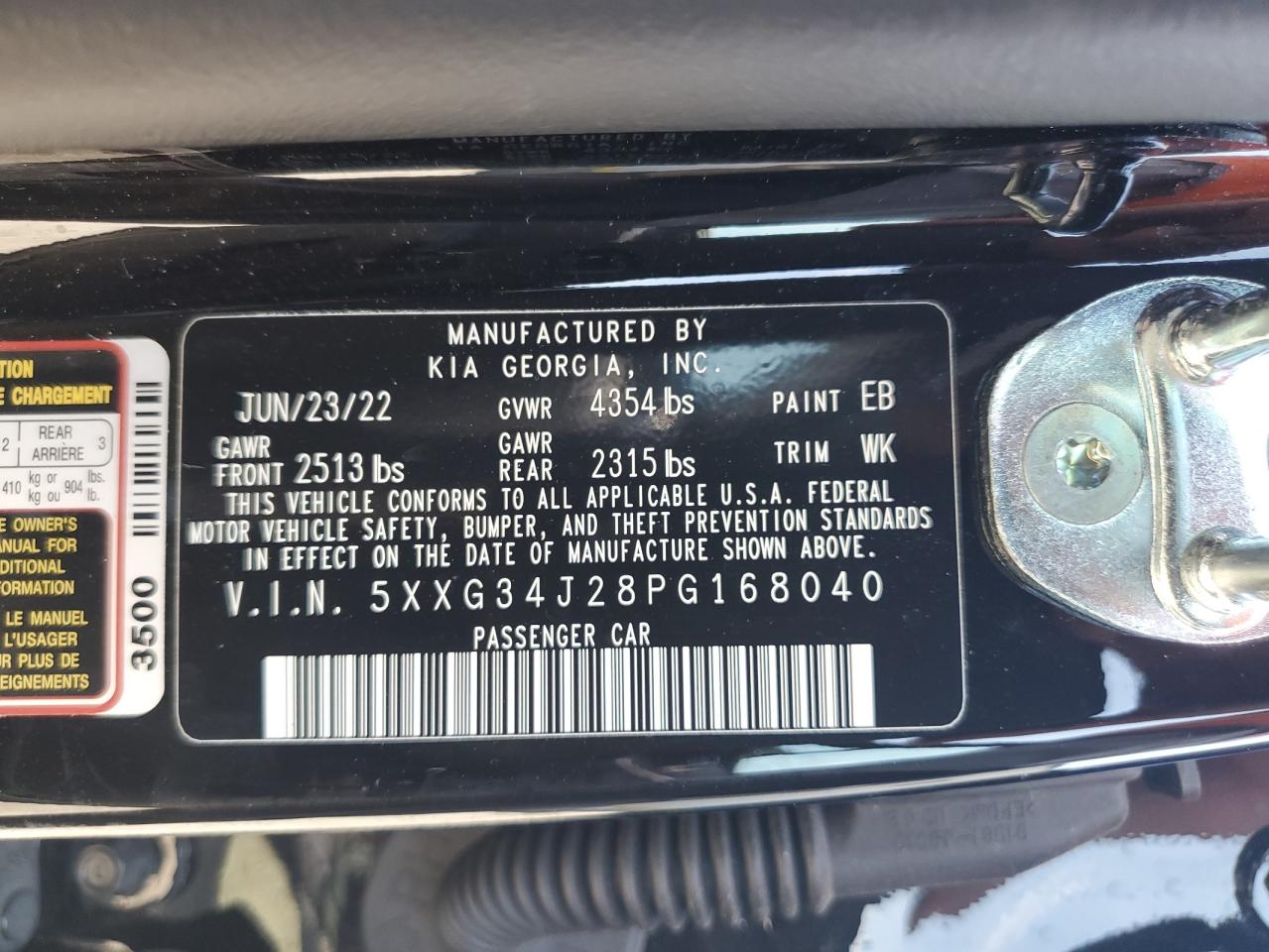 5XXG34J28PG168040 2023 Kia K5 Ex