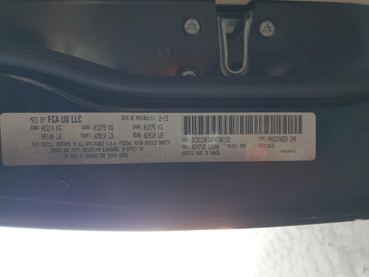 2C3CCAEG4FH786152 2015 Chrysler 300C