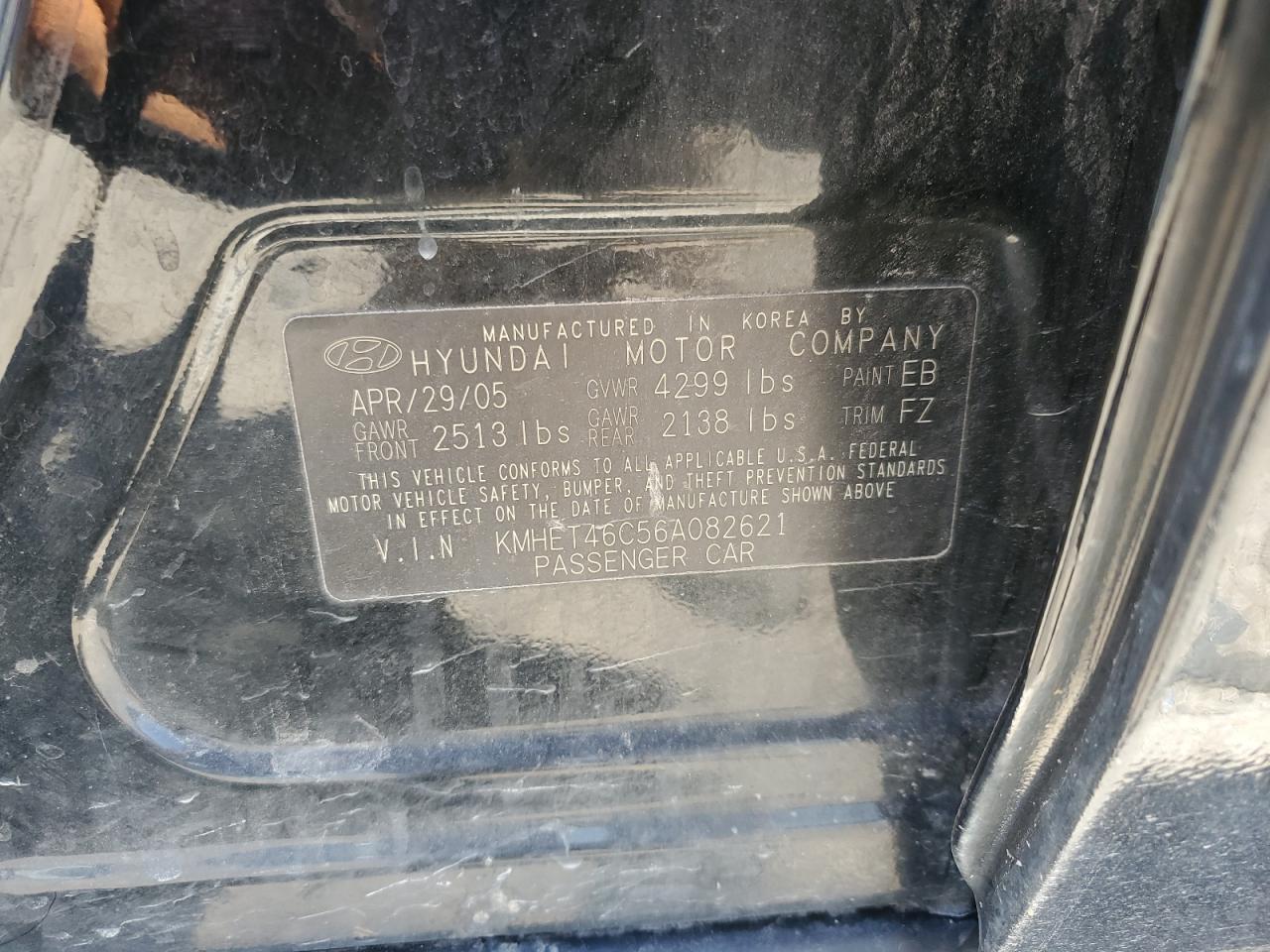 KMHET46C56A082621 2006 Hyundai Sonata Gl