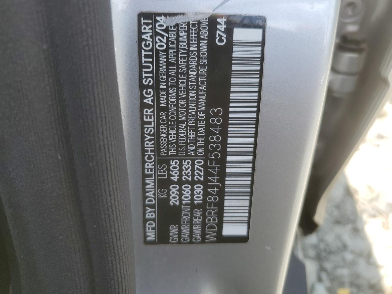 WDBRF84J44F538483 2004 Mercedes-Benz C 320 4Matic