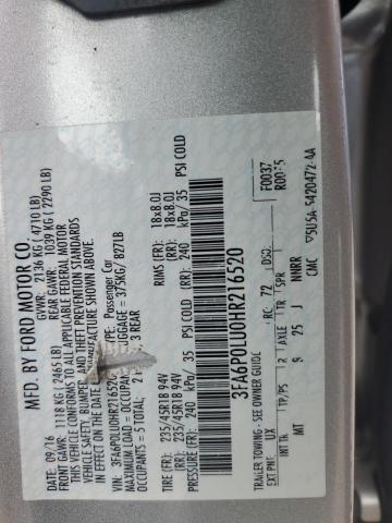 2017 Ford Fusion Se Hybrid VIN: 3FA6P0LU0HR216520 Lot: 57439404