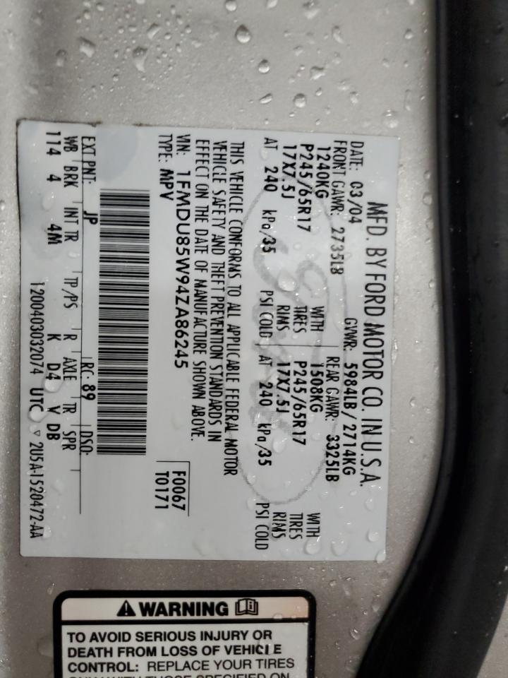 1FMDU85W94ZA86245 2004 Ford Explorer Limited