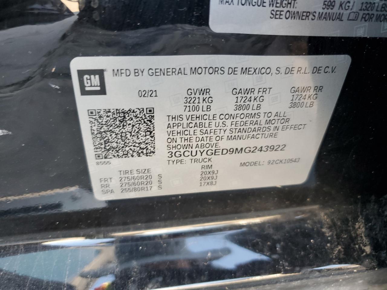 3GCUYGED9MG243922 2021 Chevrolet Silverado K1500 Ltz