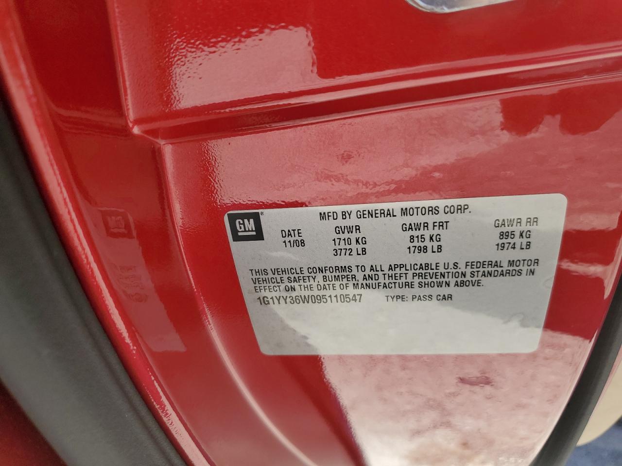 1G1YY36W095110547 2009 Chevrolet Corvette