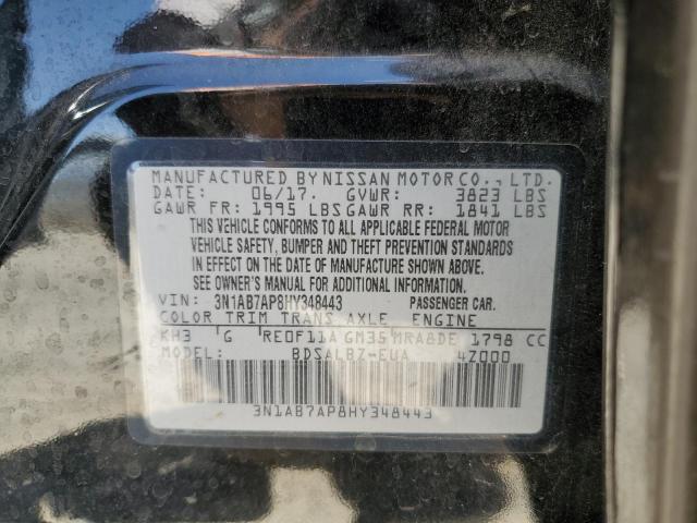 2017 Nissan Sentra S VIN: 3N1AB7AP8HY348443 Lot: 59040974