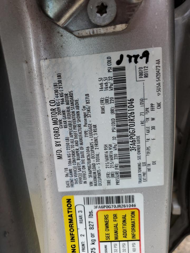 3FA6P0G70JR261046 2018 Ford Fusion S