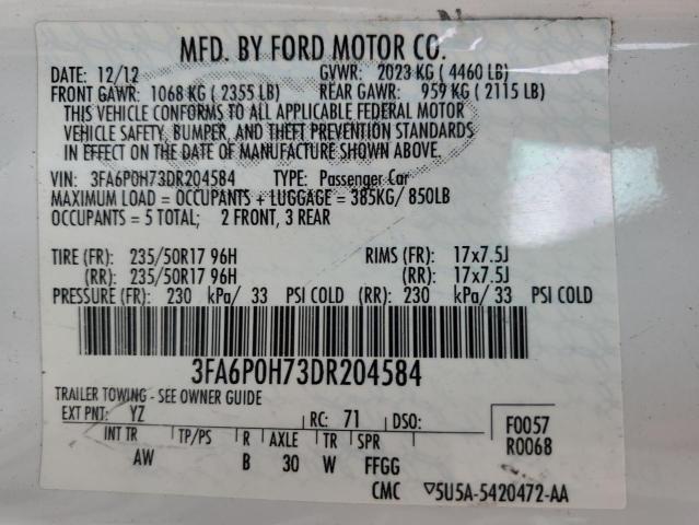 VIN 3FA6P0H73DR204584 2013 Ford Fusion, SE no.13