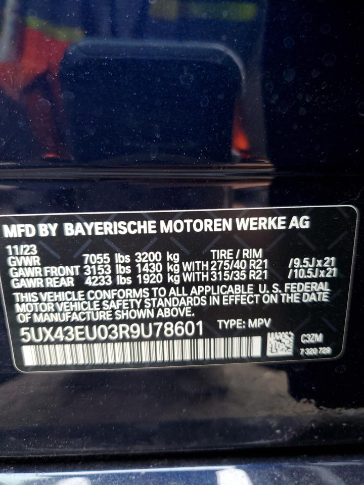 5UX43EU03R9U78601 2024 BMW X5 xDrive50E