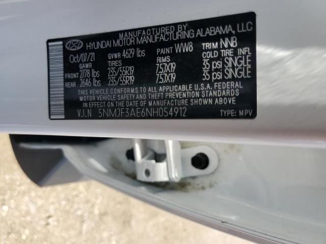 2022 Hyundai Tucson Sel VIN: 5NMJF3AE6NH054912 Lot: 57944514