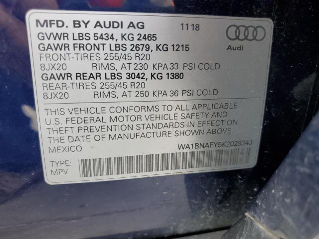 VIN WA1BNAFY5K2028343 2019 Audi Q5, Premium Plus no.13