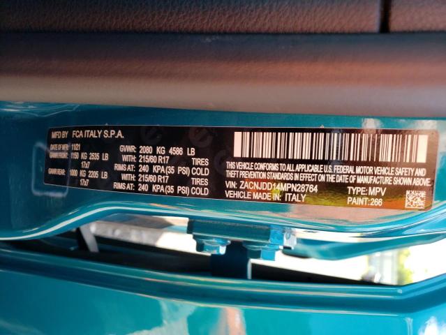 2021 Jeep Renegade Limited VIN: ZACNJDD14MPN28764 Lot: 60735834