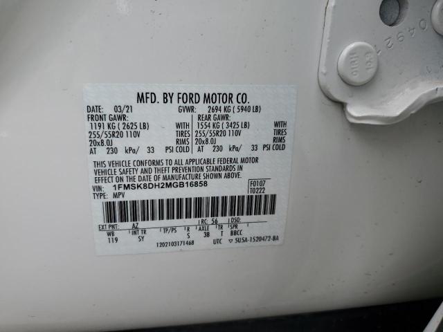 2021 Ford Explorer Xlt VIN: 1FMSK8DH2MGB16858 Lot: 61153044