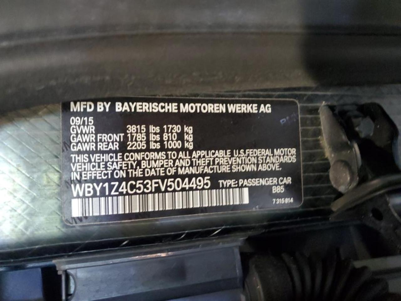 WBY1Z4C53FV504495 2015 BMW I3 Rex
