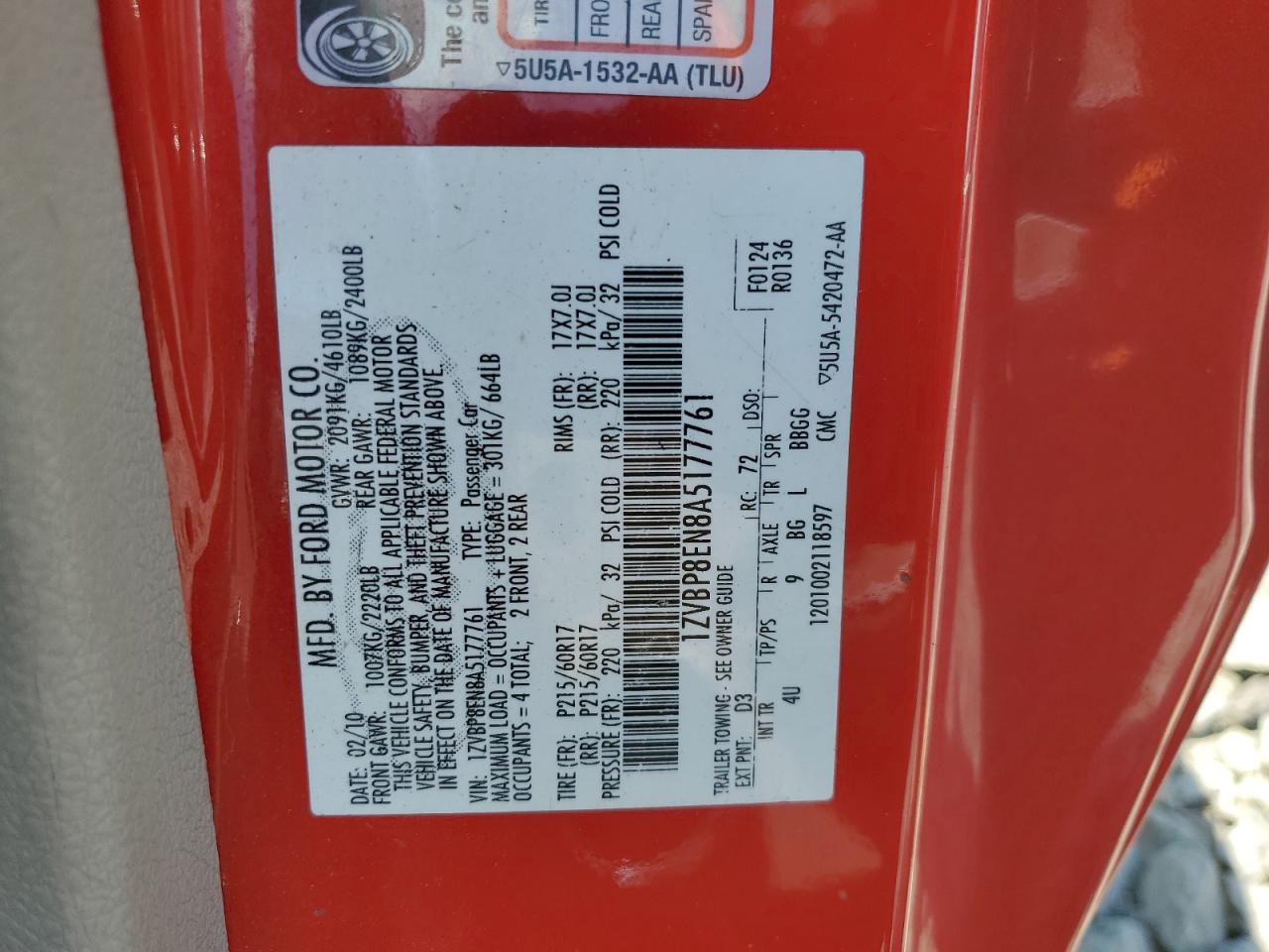 1ZVBP8EN8A5177761 2010 Ford Mustang