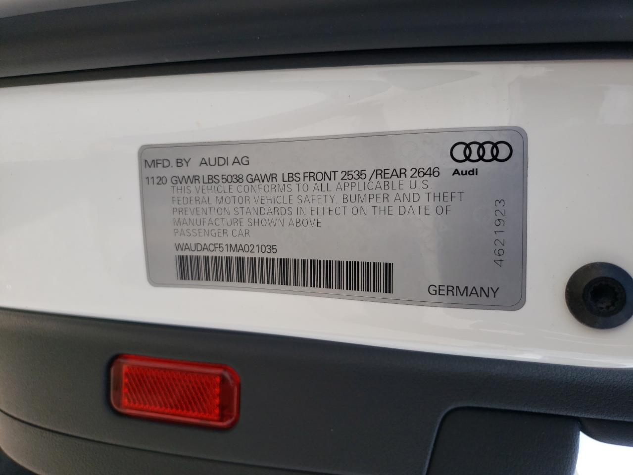 WAUDACF51MA021035 2021 Audi A5 Premium 45