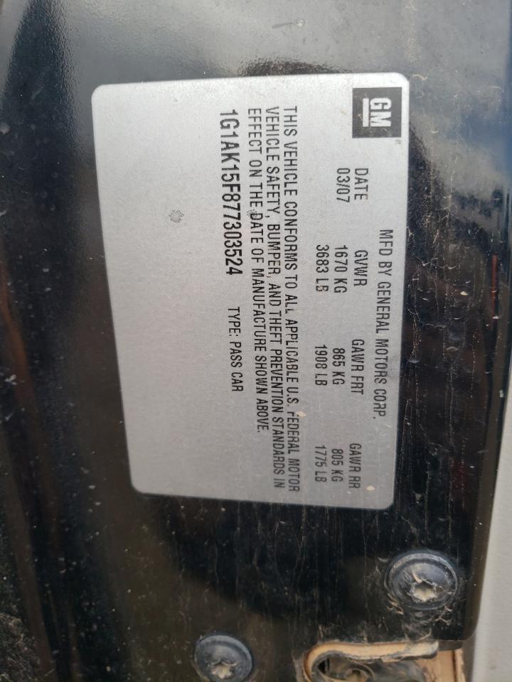 1G1AK15F877303524 2007 Chevrolet Cobalt Ls