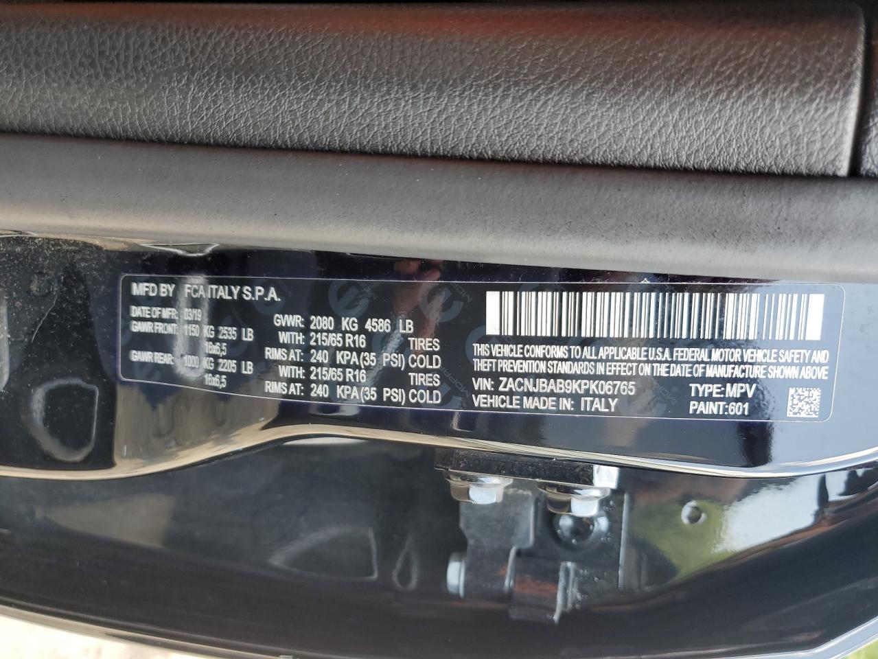 ZACNJBAB9KPK06765 2019 Jeep Renegade Sport