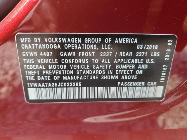 2018 Volkswagen Passat S VIN: 1VWAA7A35JC033365 Lot: 60047254