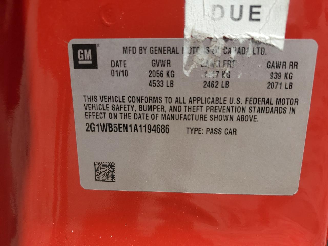 2G1WB5EN1A1194686 2010 Chevrolet Impala Lt