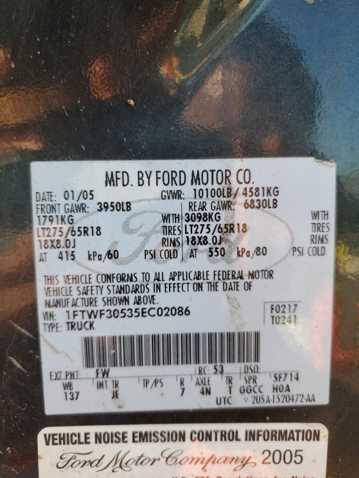 1FTWF30535EC02086 2005 Ford F350 Srw Super Duty