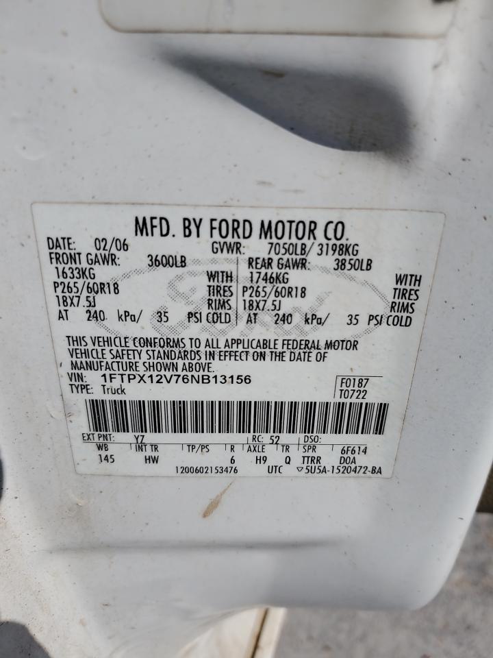 1FTPX12V76NB13156 2006 Ford F150