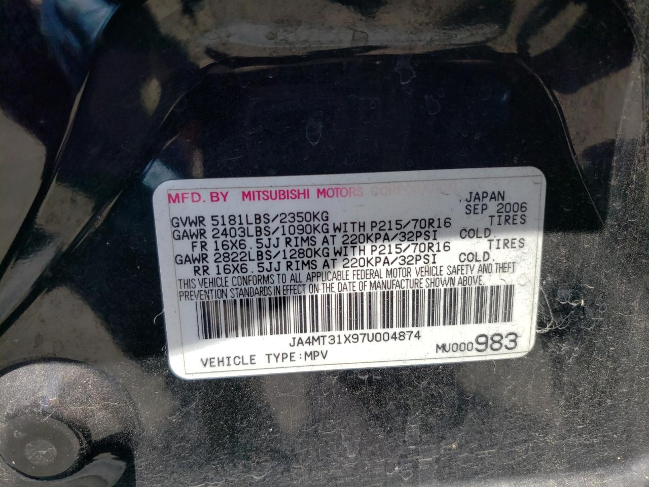 JA4MT31X97U004874 2007 Mitsubishi Outlander Ls