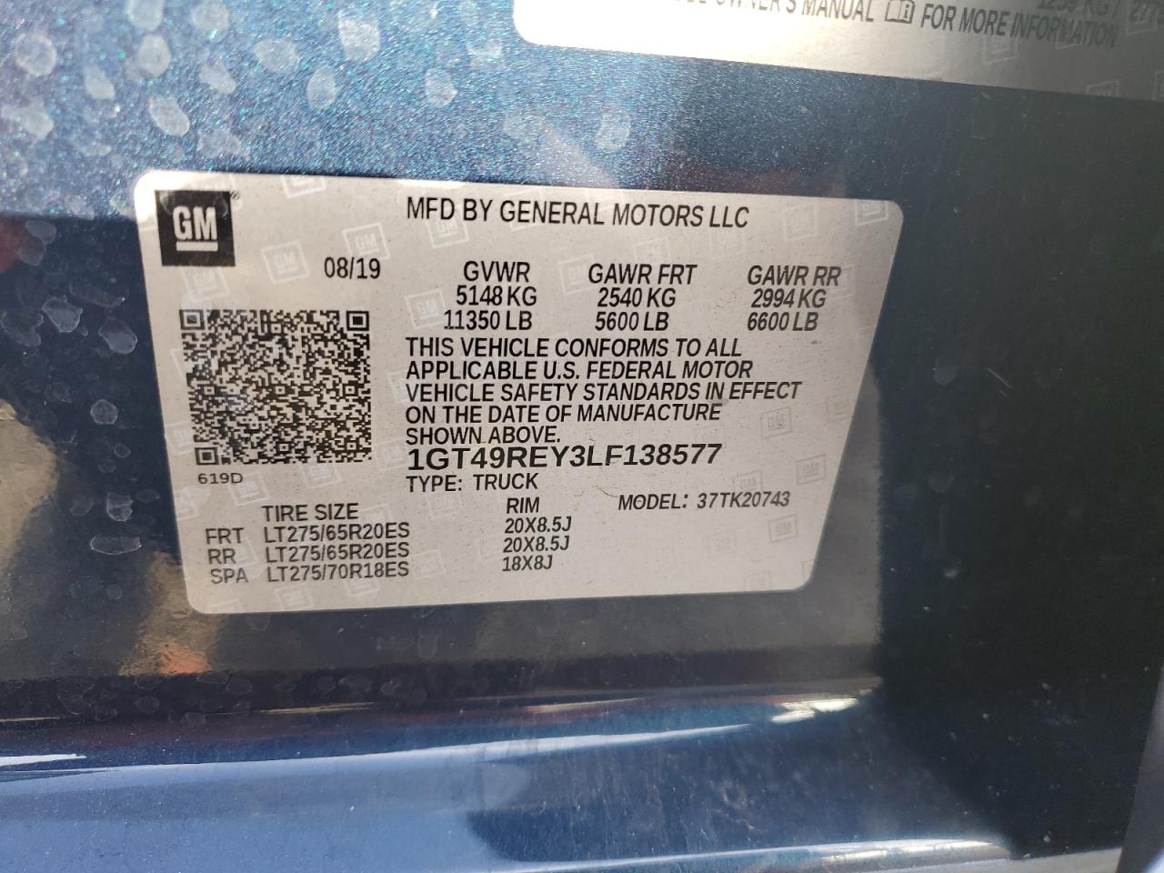 1GT49REY3LF138577 2020 GMC Sierra K2500 Denali