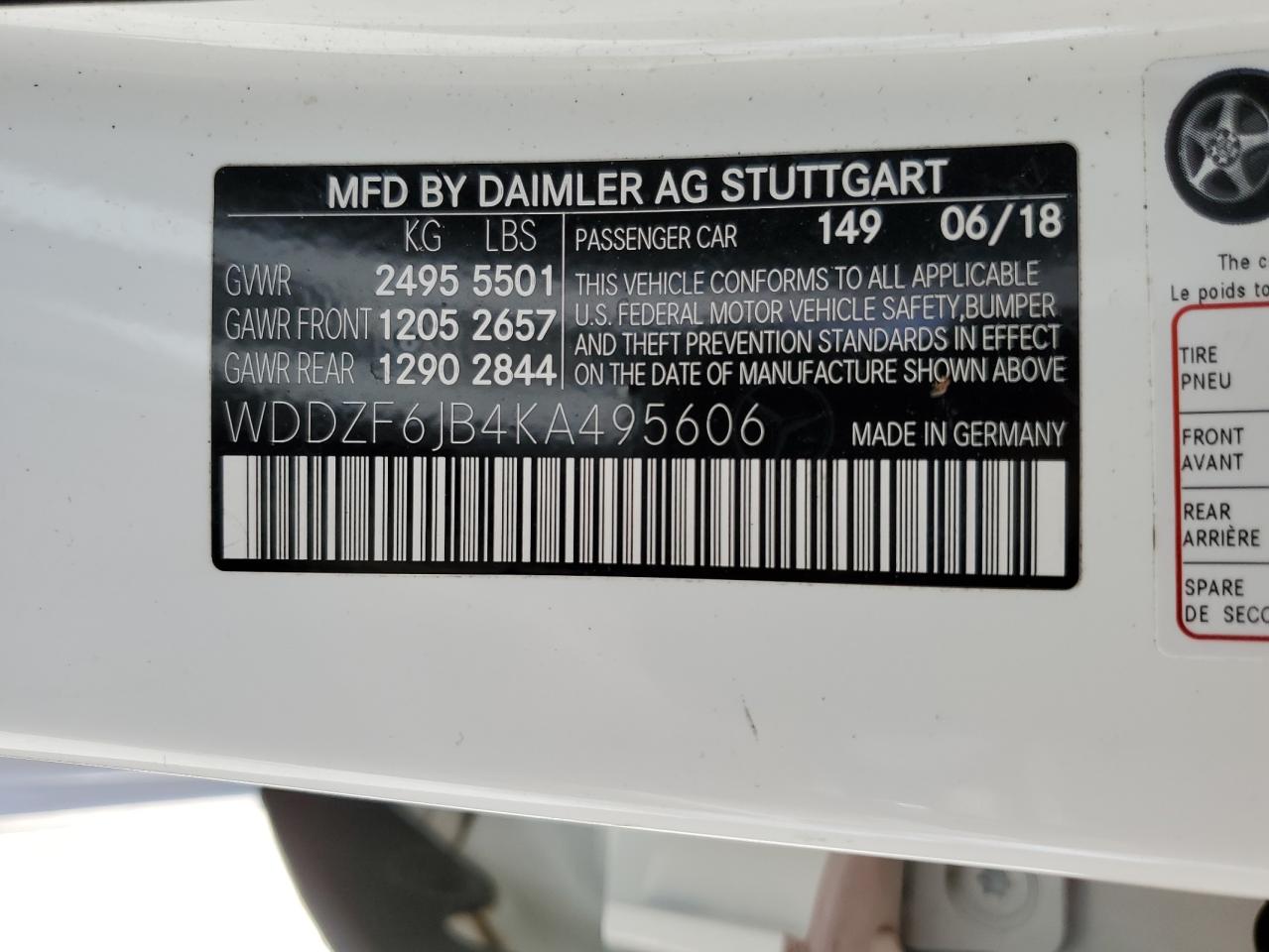 WDDZF6JB4KA495606 2019 Mercedes-Benz E 450 4Matic