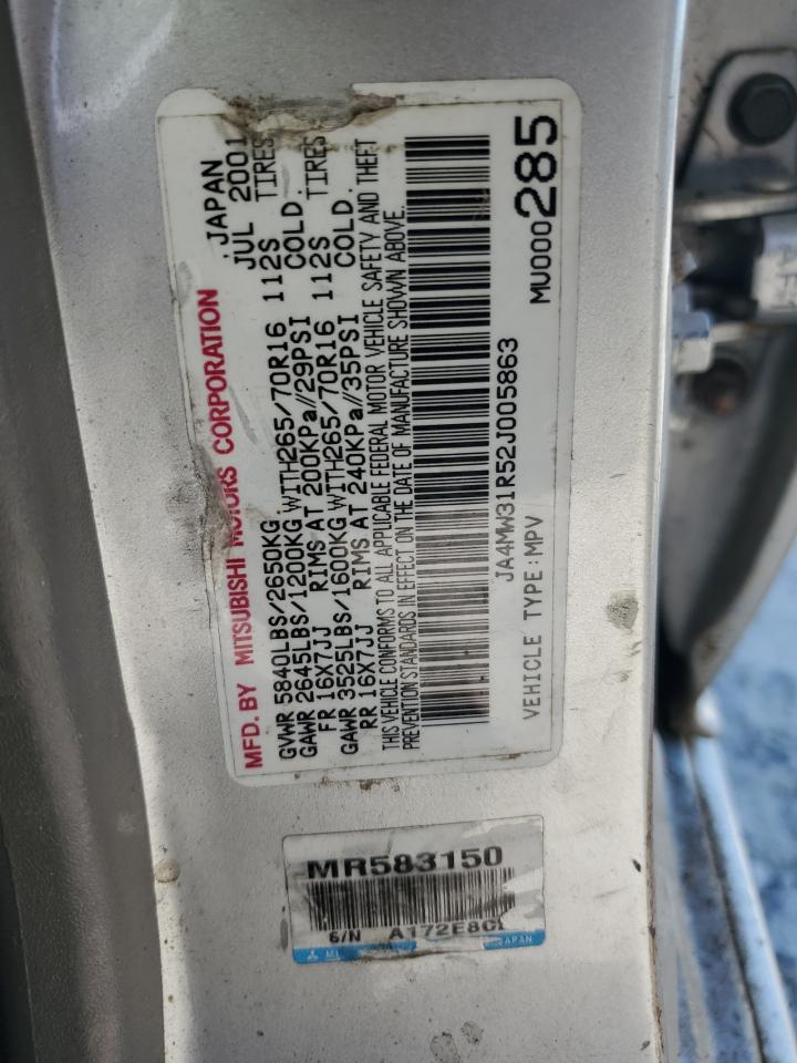 JA4MW31R52J005863 2002 Mitsubishi Montero Xls