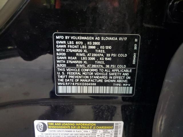 2017 VOLKSWAGEN TOUAREG WO WVGRF7BP5HD004568