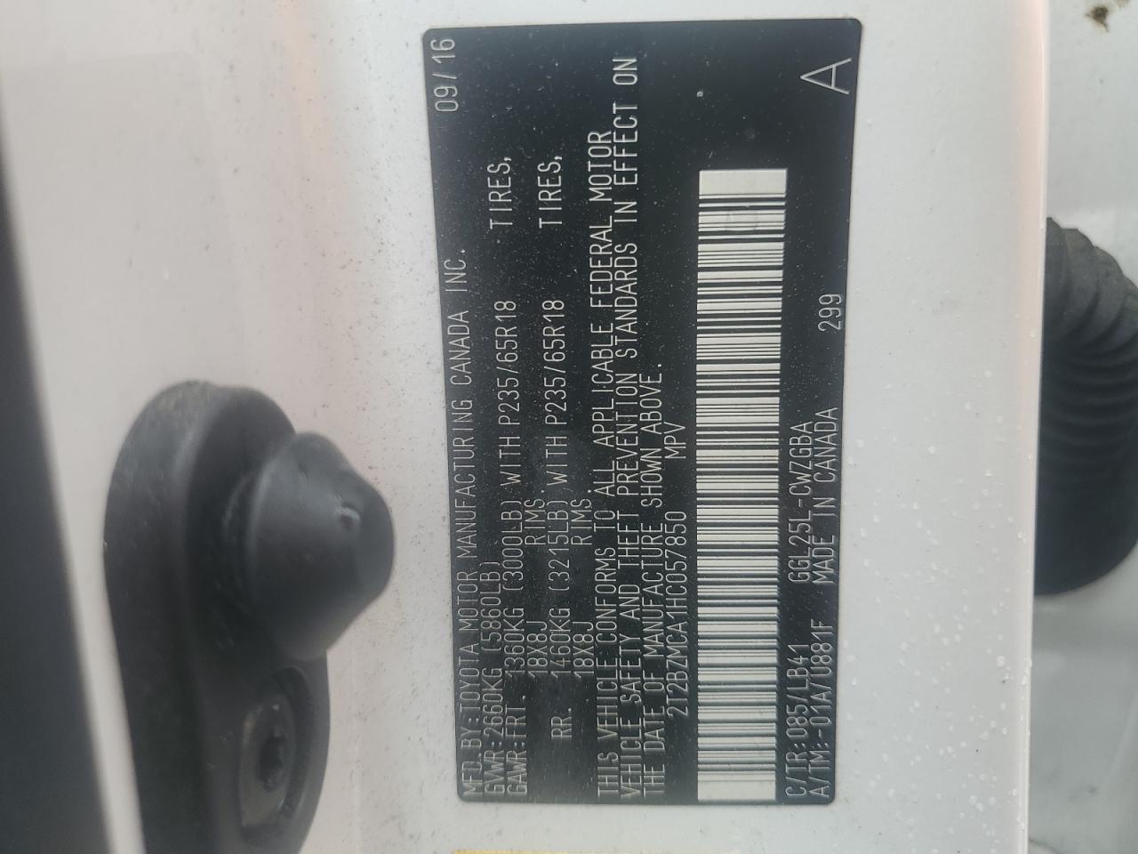 2T2BZMCA1HC057850 2017 Lexus Rx 350 Base