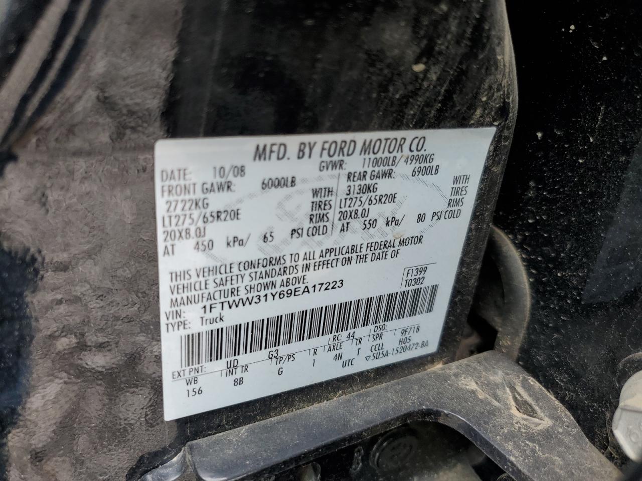 1FTWW31Y69EA17223 2009 Ford F350 Super Duty