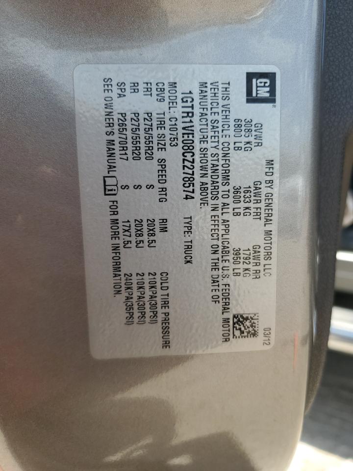 1GTR1VE08CZ278574 2012 GMC Sierra C1500 Sle