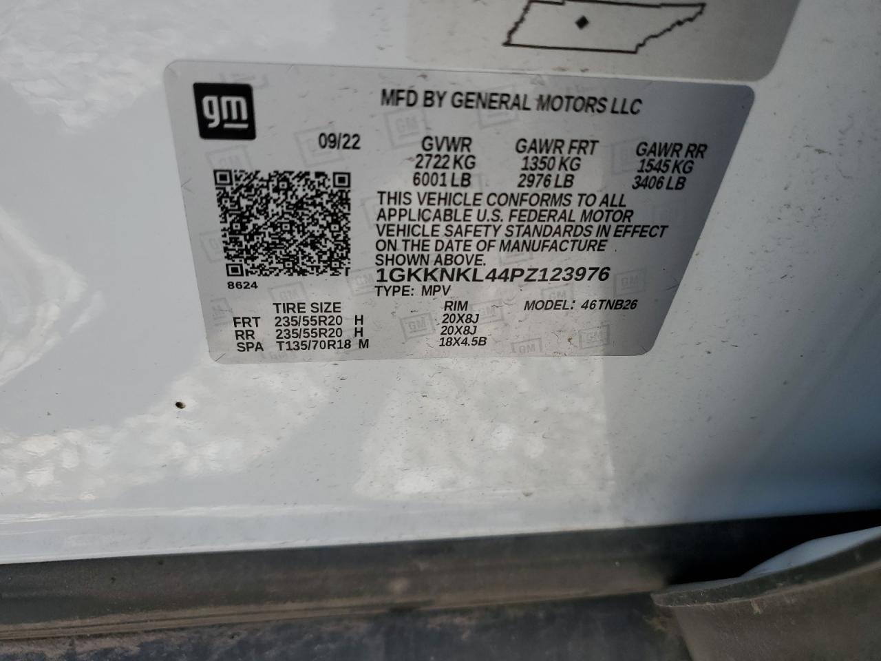 1GKKNKL44PZ123976 2023 GMC Acadia Sle