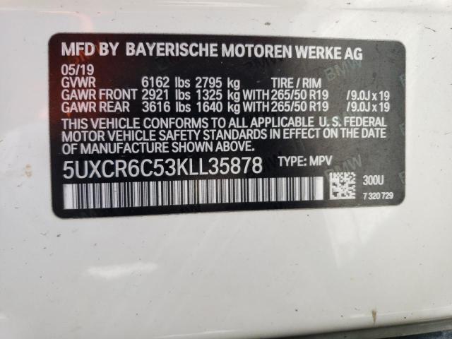 2019 BMW X5 xDrive40I VIN: 5UXCR6C53KLL35878 Lot: 57827604
